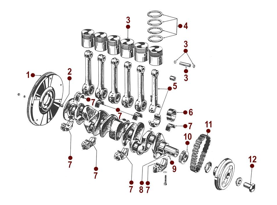 Engine Crankshaft Bearings Connecting Rods Pistons Kaiser Willys