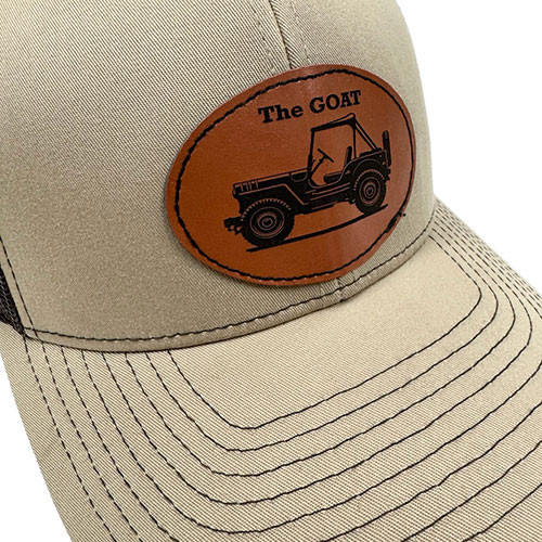 Willys "The Goat" Mesh Trucker Hat (Khaki and Brown) Fits 41-71 Willys and Jeep