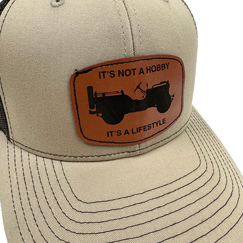 Willys "Its a Lifestyle" Mesh Trucker Hat (Khaki and Brown) Fits 41-71 Willys and Jeep