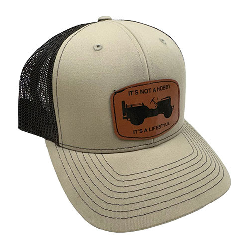 Willys "Its a Lifestyle" Mesh Trucker Hat (Khaki and Brown) Fits 41-71 Willys and Jeep