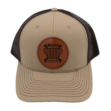 Willys "Crossbones" Mesh Trucker Hat (Khaki/Brown) Fits 41-71 Willys and Jeep