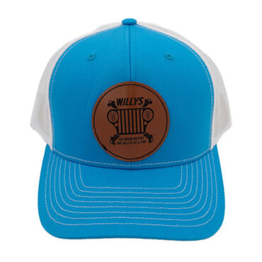 Willys "Crossbones" Mesh Trucker Hat (Cyan/White) Fits 41-71 Willys and Jeep